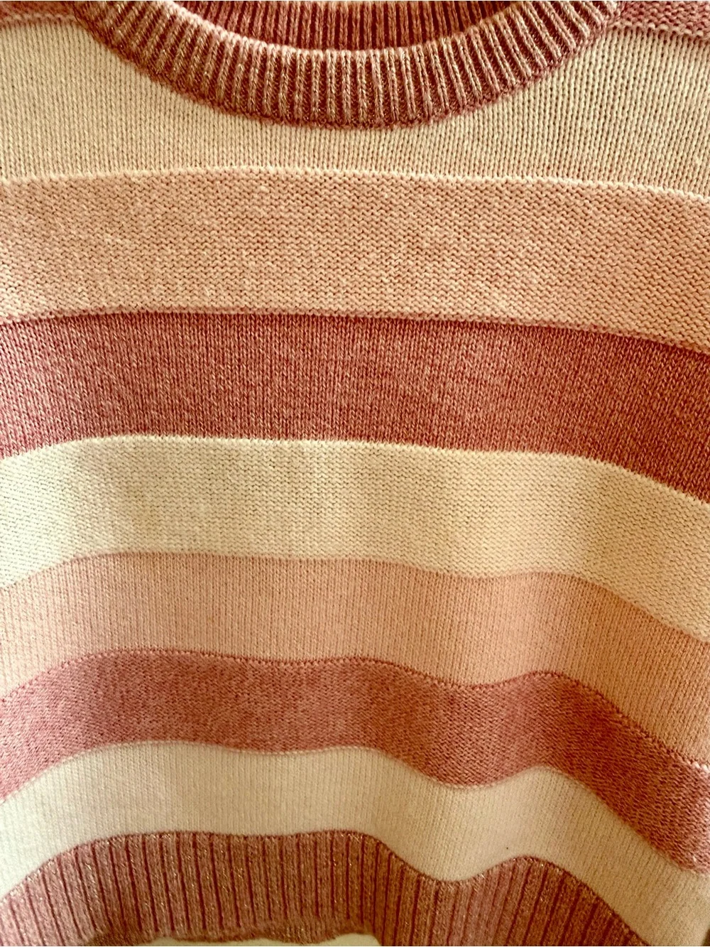 GAP Pink & Sparkles Striped Crewneck Sweater